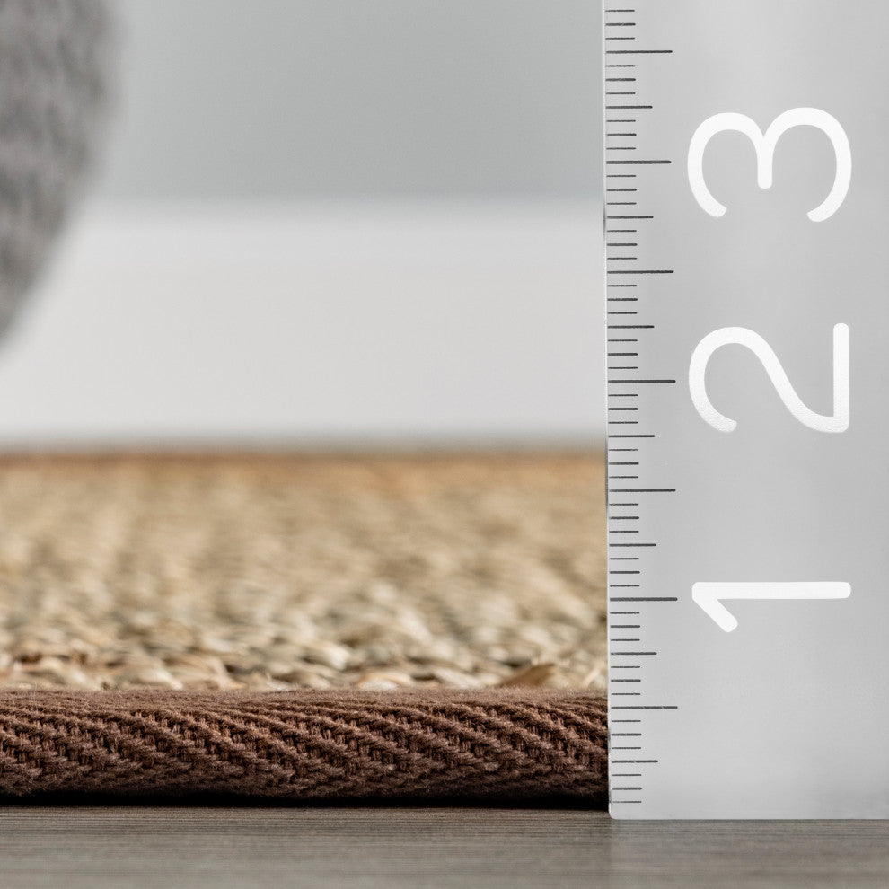 Nuloom Jute and Sisal Elijah Seagrass With Border Area Rug, Brown 5'x8'