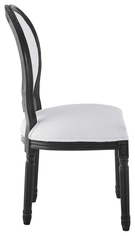Emanate Vintage French Upholstered Fabric Dining Side Chair Black White -4667