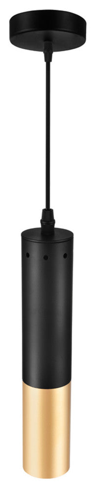 Anem 1 Light Down Mini Pendant With Matte Black & Satin Gold Finish