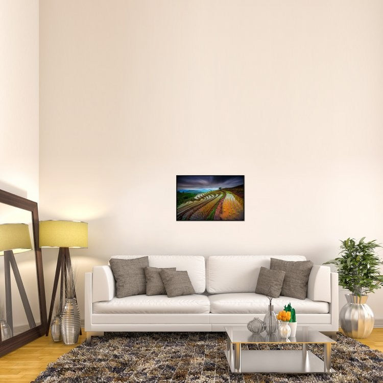 "Unseen Rice Field" Framed Canvas Giclee by Tetra, 31x21"