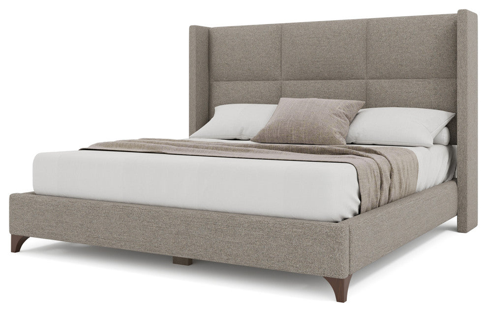 Nativa Interiors Megan Square Upholstered Bed, Grey, King