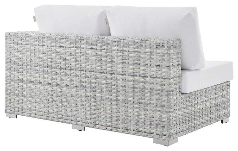 Lounge Sectional Sofa Chair Set, Rattan, Wicker, Gray White, Outdoor