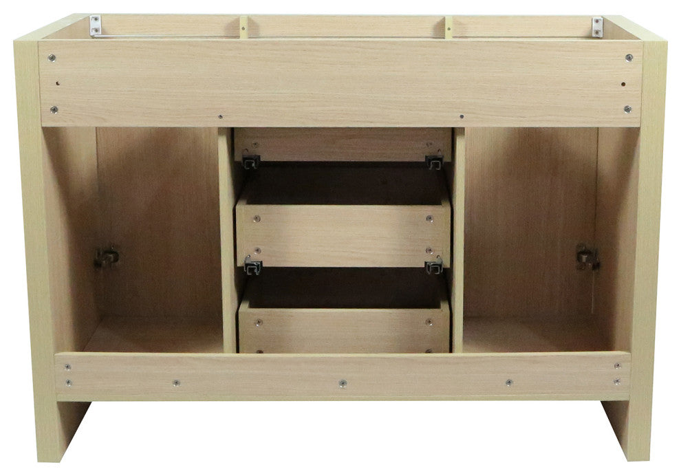 48" Double Sink Vanity, Neutral Finish With White Ceramic Top