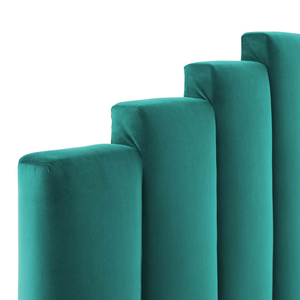 Noelle Performance Velvet Twin Headboard-Teal