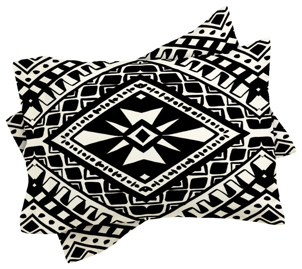 Amy Sia Tribe Black and White 1 Duvet Cover Set, Queen
