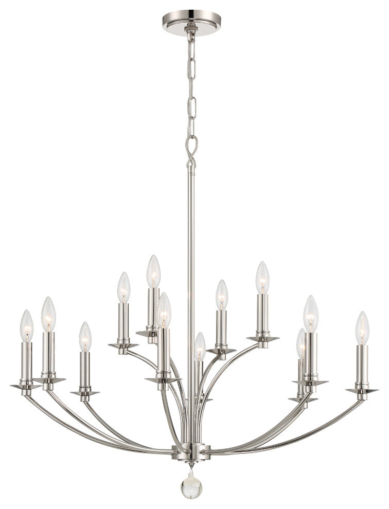 Mila 12-Light Polished Nickel Chandelier