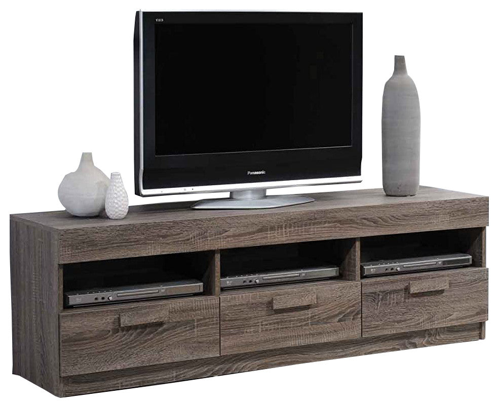 Benzara BM158724 Amiable TV Stand, Rustic Oak Brown