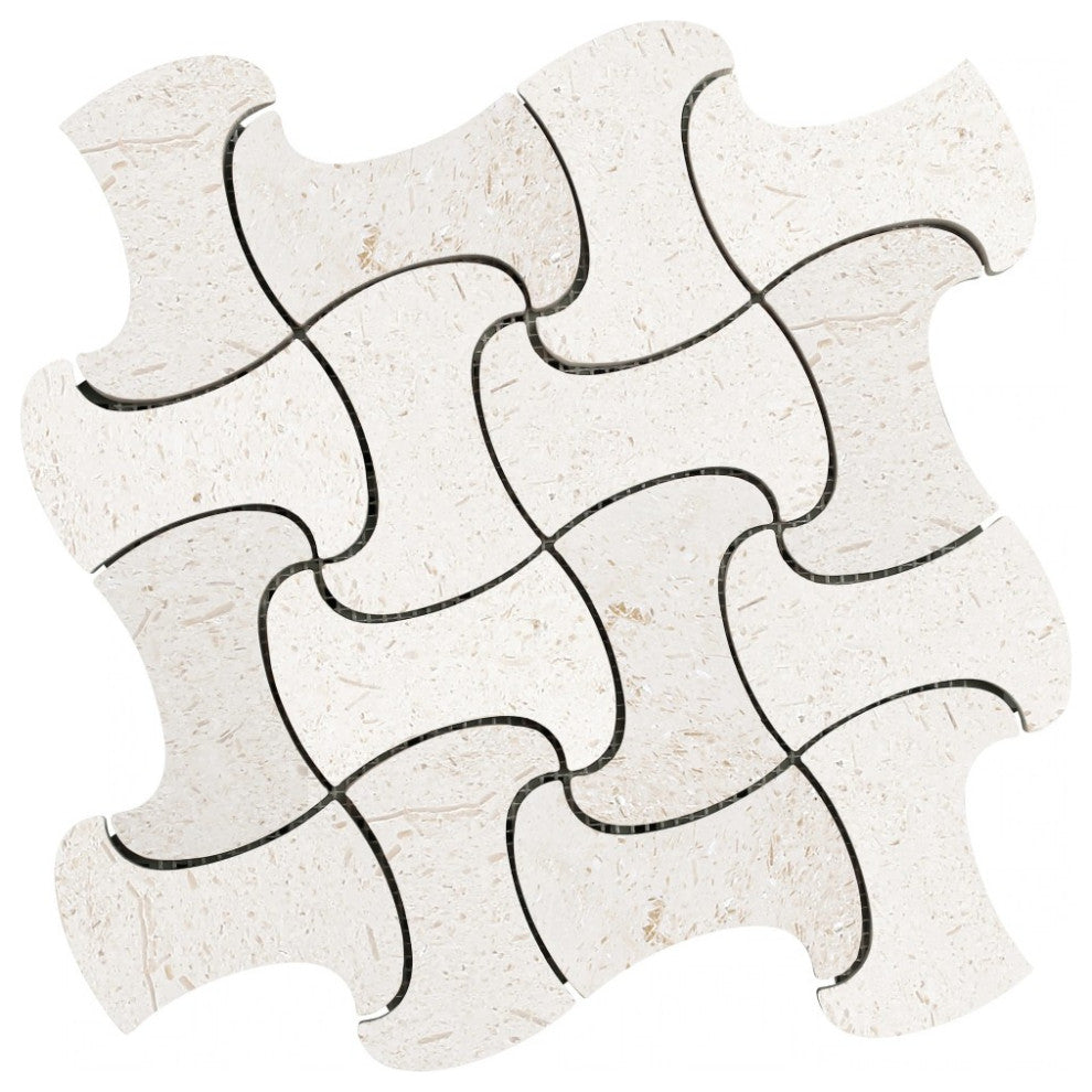 Shell Stone Limestone Fusion Design on 12"x12" Mosaic Tile (10 sqft per box)