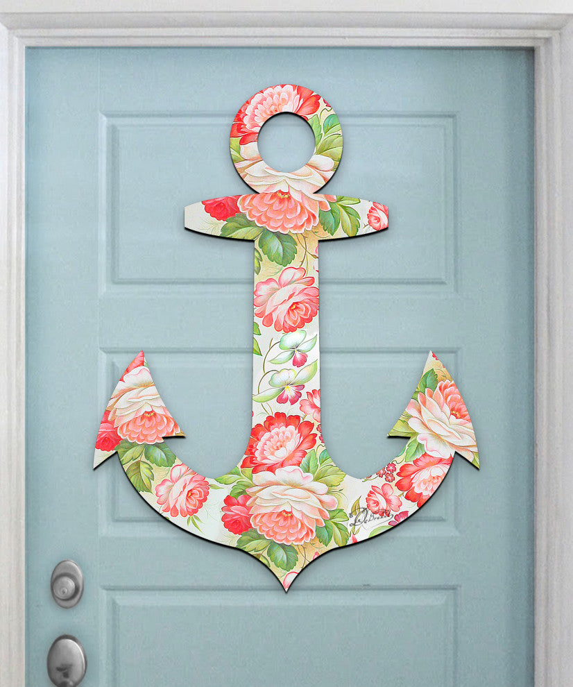 Vintage Floral Anchor Wreath