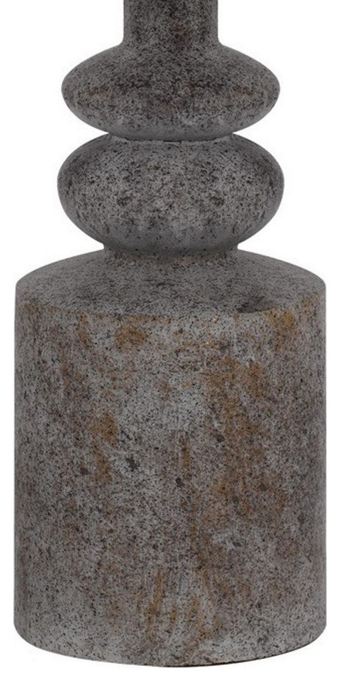 31 Inch Accent Table Lamp, Resin Turned Base, Set of 2, Beige, Gray