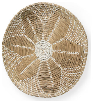 Mekhi Light Brown Seagrass With White String Round Wall Hanging Plate