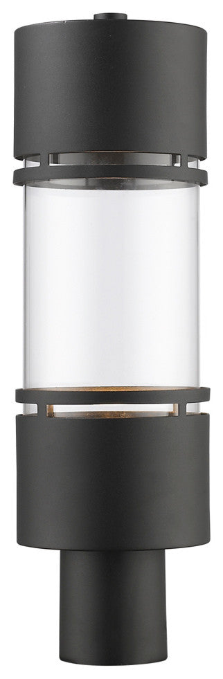 Outdoor Post Mount, Black With Clear Glass, Rnd. Base not incl.