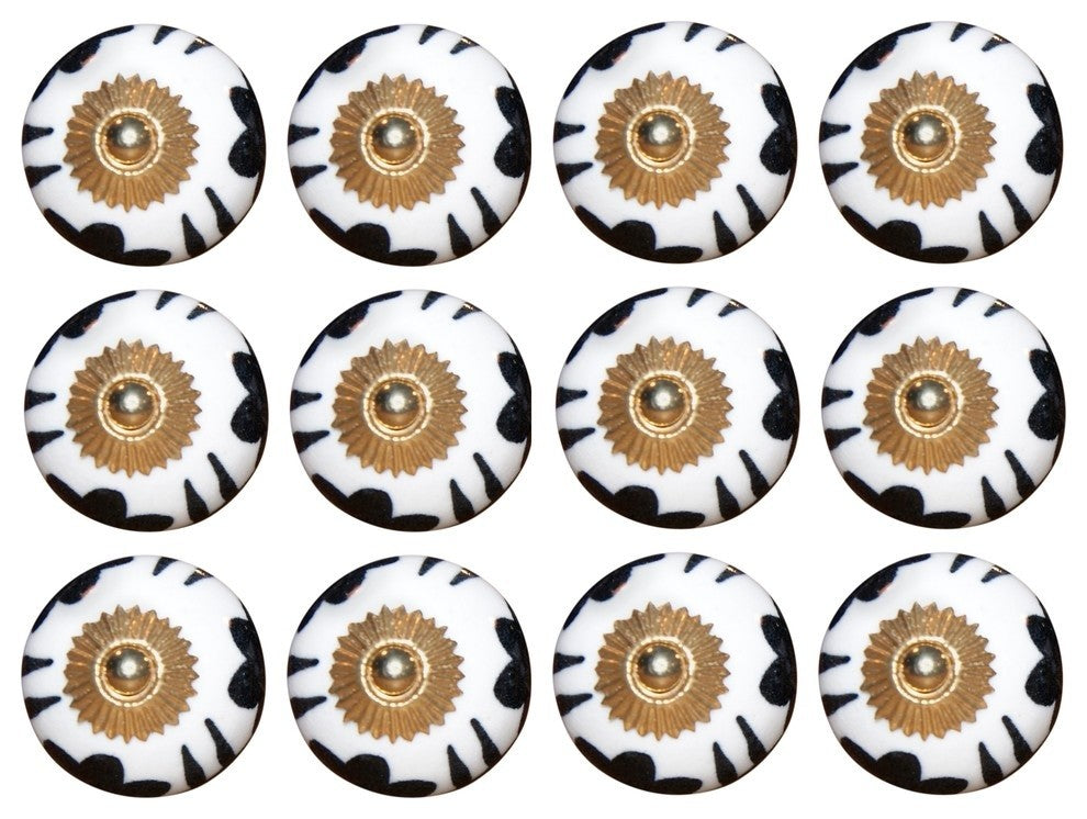 Knob-It Knobs, Set of 12, White and Black