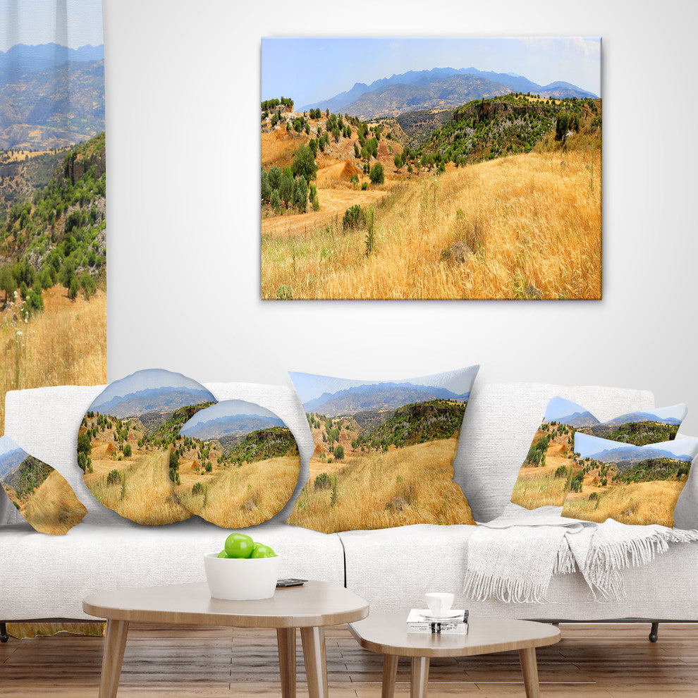 Cyprus Landscape Panoramic View Landscape Printed Throw Pillow, 18"x18"