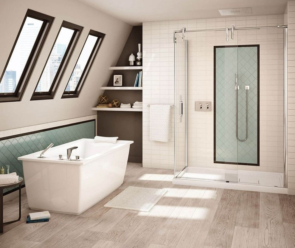MAAX Optik Acrylic Freestanding Soaking Bathtub with End Drain, White