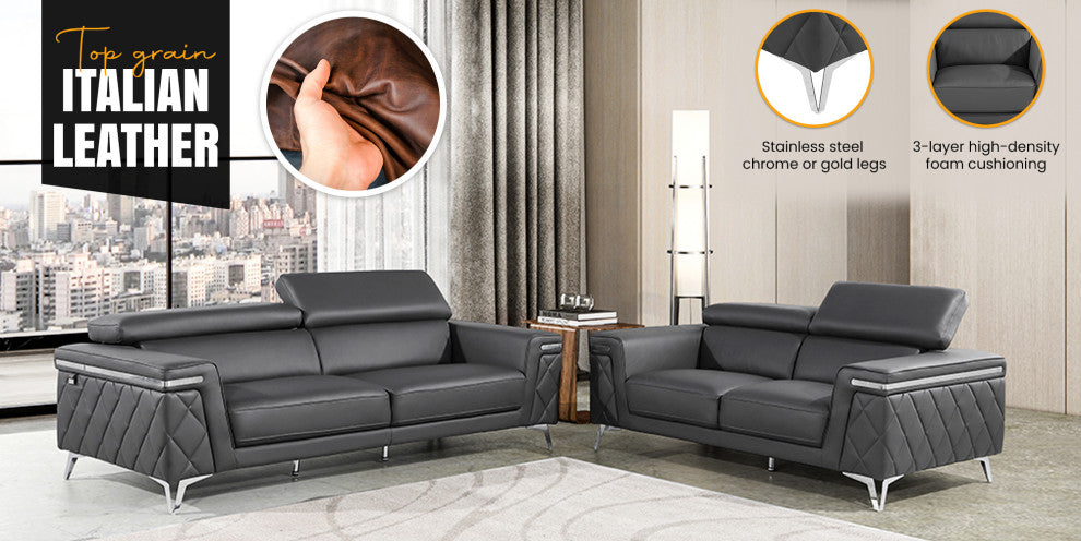 Mia Top Grain Italian Leather  Loveseat