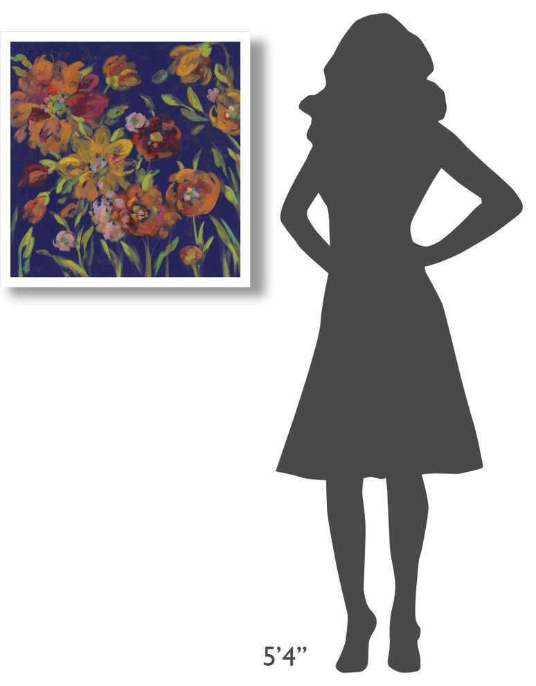 "July Garden Trio III Indigo" Digital Paper Print by Silvia Vassileva, 26"x26"