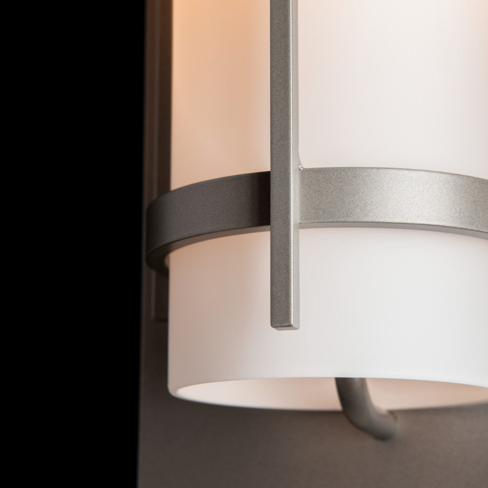 Banded Outdoor Sconce, Coastal Burnished Steel Finish - Opal Glass