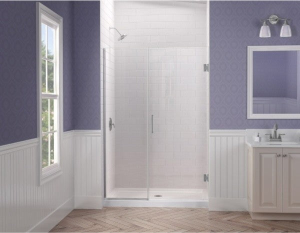 DreamLine Unidoor Plus Hinged Shower Door, Brushed Nickel, 48.5" to 49"x72"