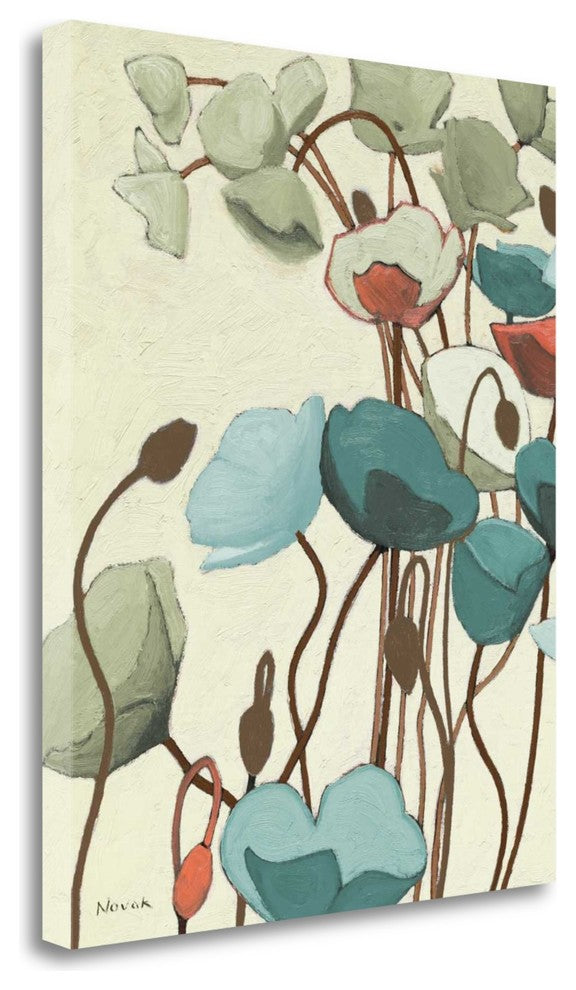 "Blue Pavots Ondule I" By Shirley Novak, Giclee Print on Gallery Wrap Canvas
