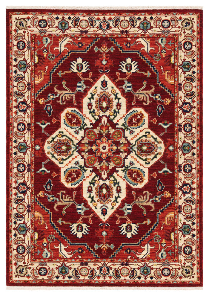 Oriental Weavers Lilihan Indoor Rug Red/ Ivory 9'10" X 12'10"