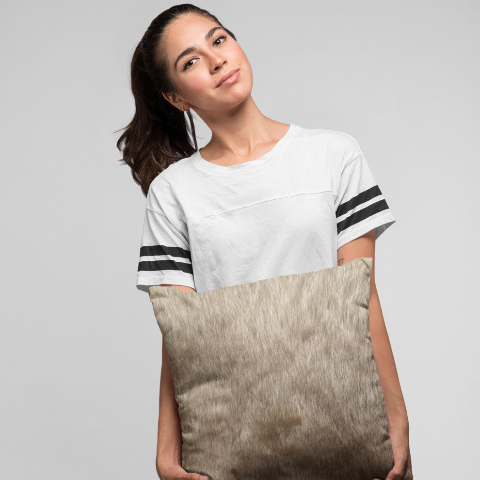 Plutus Brown Gold Rabbit Faux Fur Throw Pillow, Brown Gold, 20" x 36" King