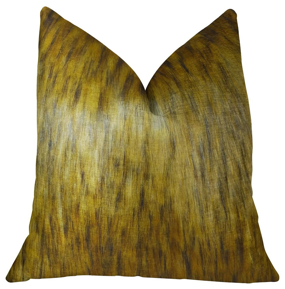 Golden Spirit Wolf Light and Dark Brown Handmade Luxury Pillow, 20"x36" King