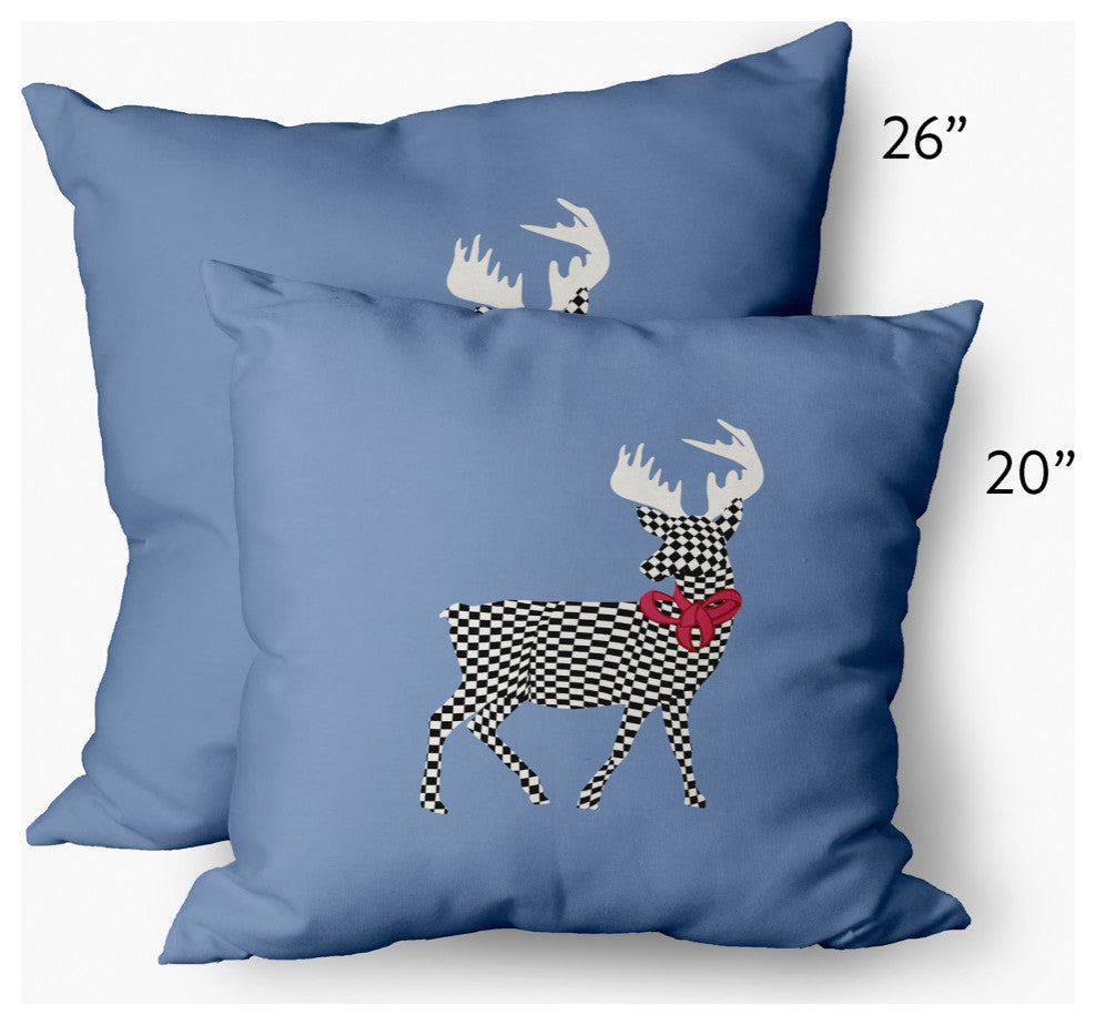 Merry Deer Decorative Throw Pillow, Blue, 14"x20"