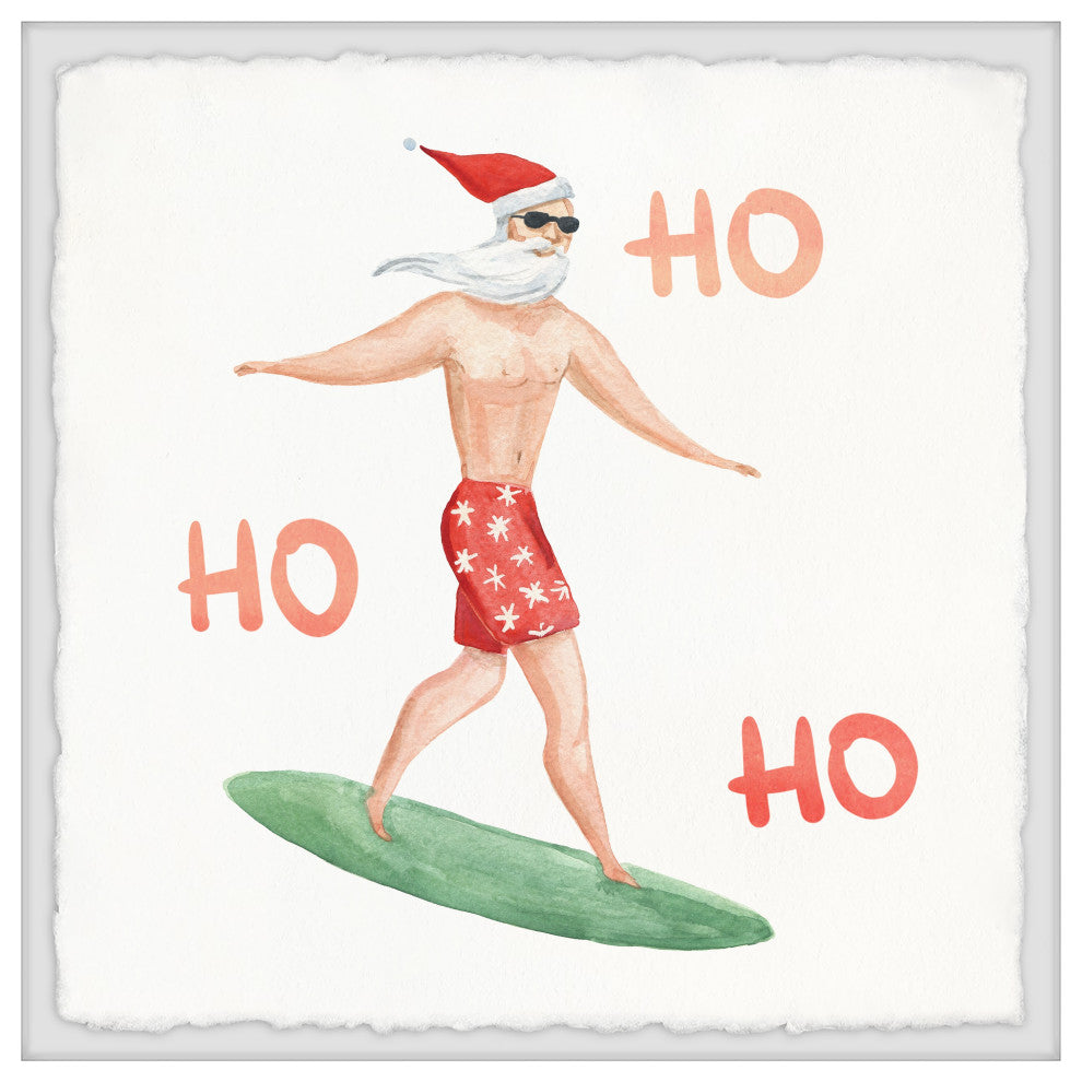 "Santa Goes Surfing" Framed Painting Print, 24x24