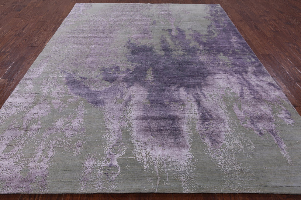Wool and Silk Abstract Handmade Rug 7' 11" X 10' 3" Q8697