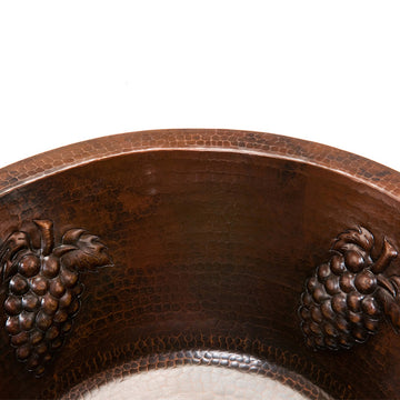 Premier Copper BR16GDB2 16 Inch Round Copper Bar Sink with Grapes