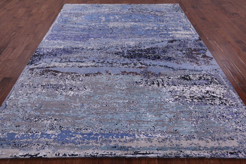 Wool & Silk Modern Hand Knotted Rug 7' 11" X 10' 2" - Q14877