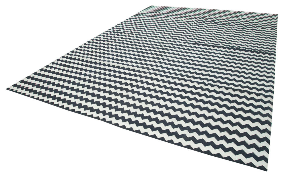 Rug N Carpet - Handmade Wool 10' 0'' x 13' 11'' Modern Design Dhurrie Kilim Rug