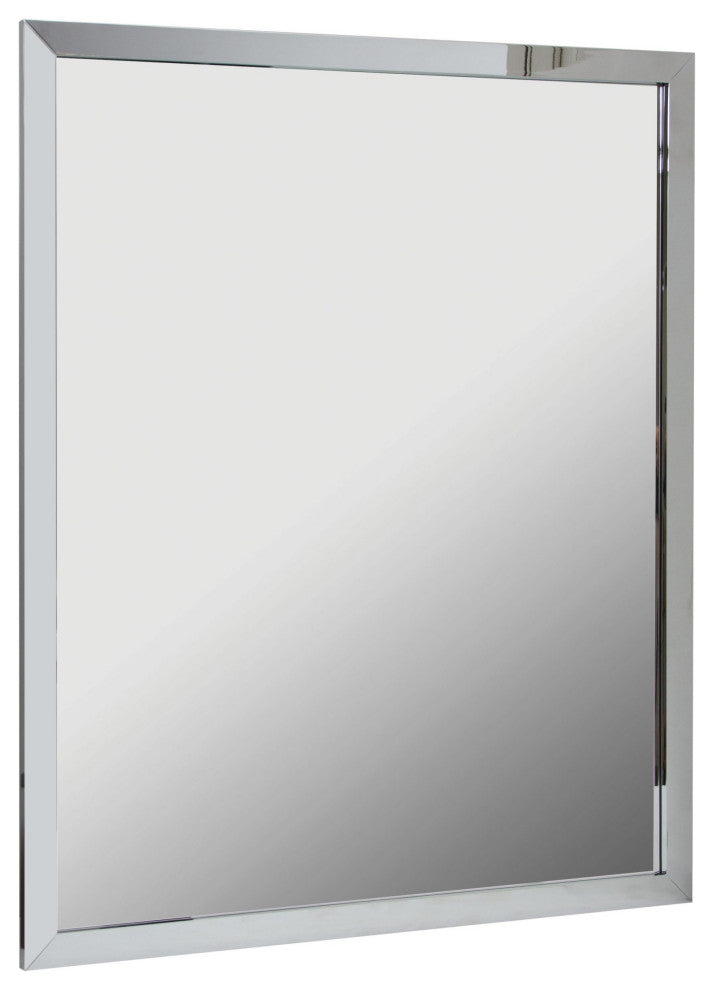Rectangular Aluminum Framed Wall Mounted Bathroom Mirror, Chrome;, 30" X 36";