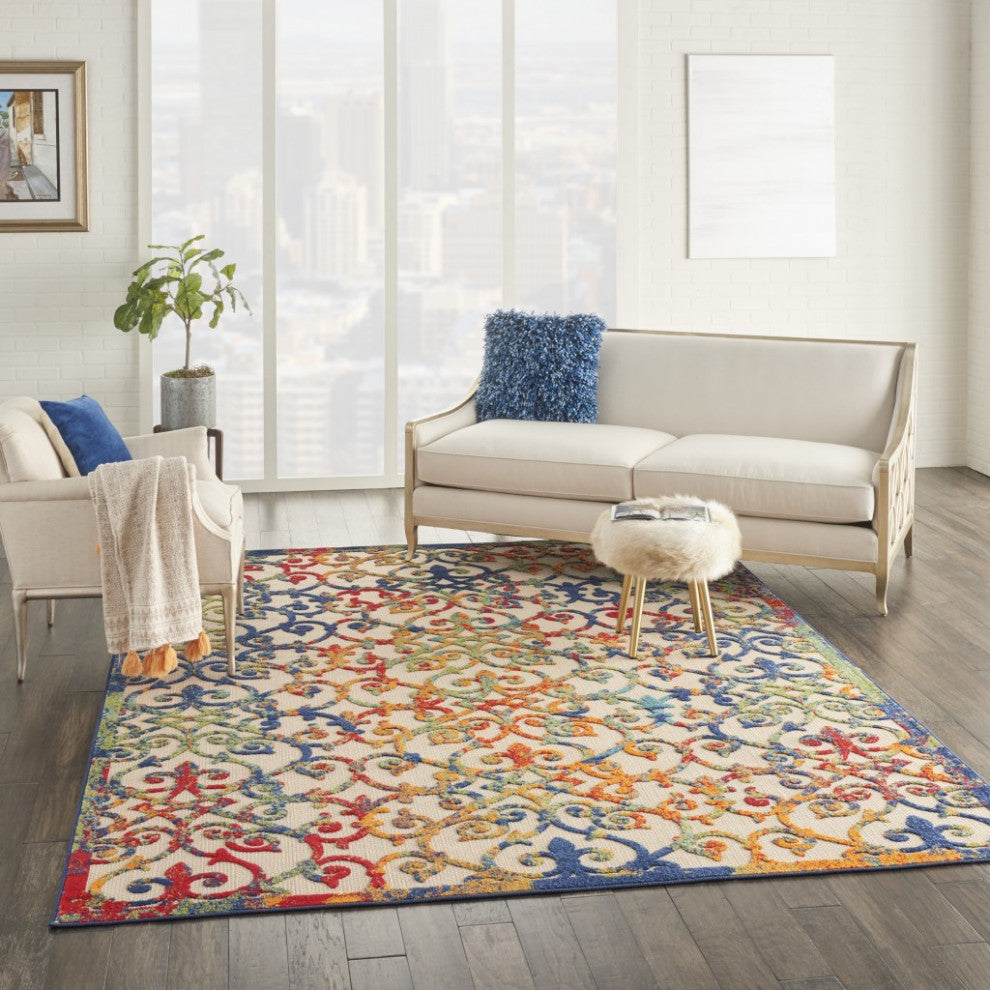 8 x 11 Rainbow Colored Indoor Outdoor Area Rug