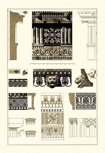 Entablatures, Terracottas and Cymas - Fine Art Giclee Print 24" x 36"
