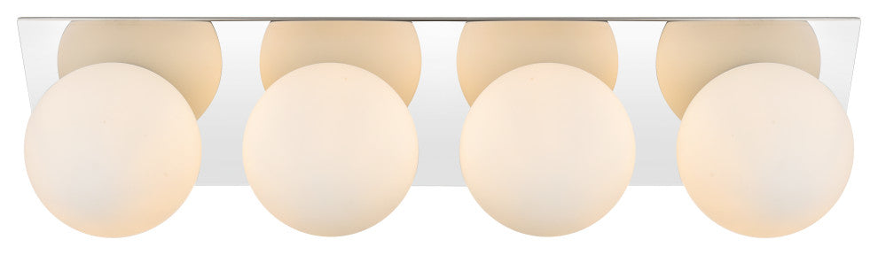 4 Light Chrome And Frosted White Bath Sconce
