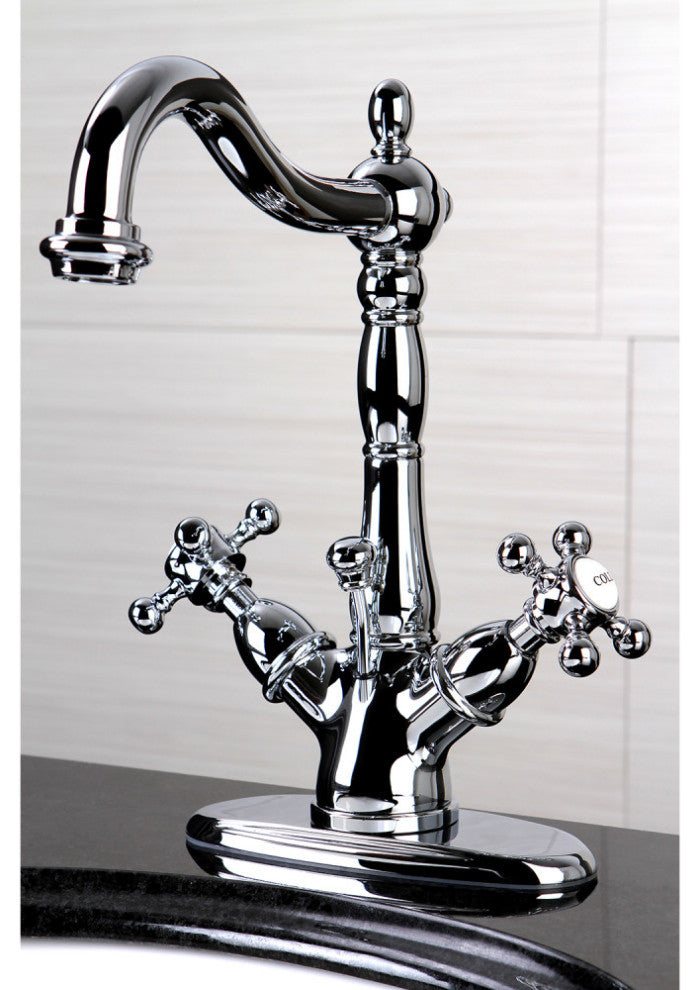 Kingston Brass Two-Handle Bathroom Faucet With Brass Pop-Up, Polished Chrome