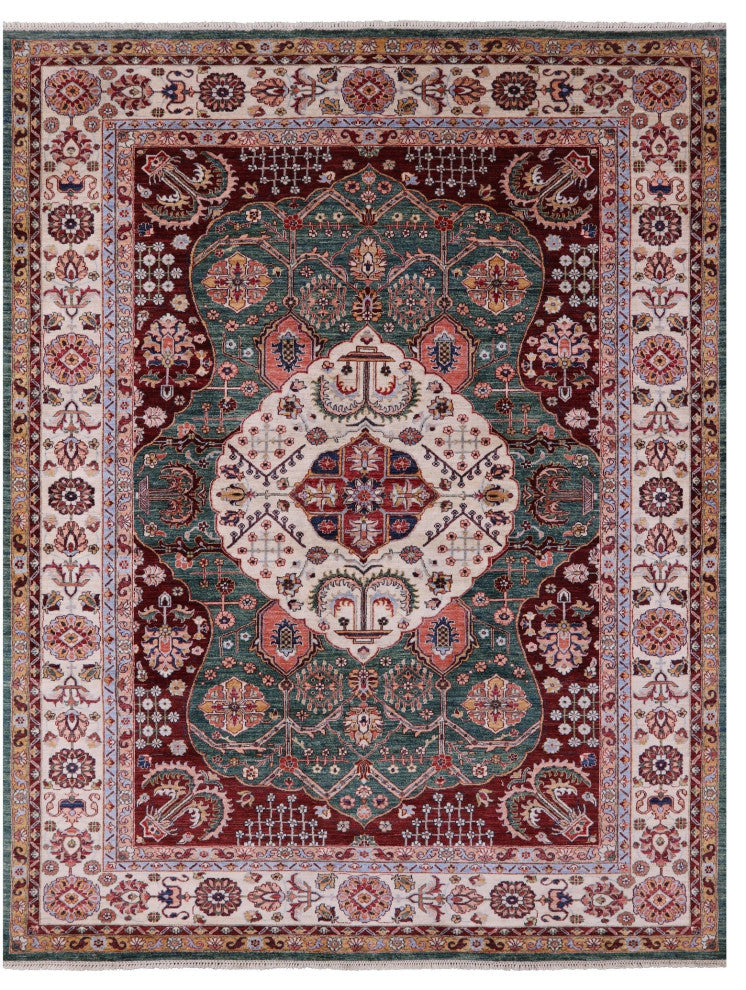 9' 1" X 11' 10" Hand Knotted Persian Tabriz Wool Rug Q9990