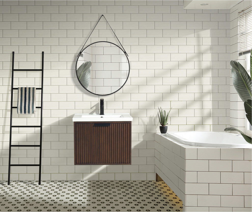 Ari Kitchen and Bath San Diego Bath Vanity, Walnut, 24", Single Sink, Floating