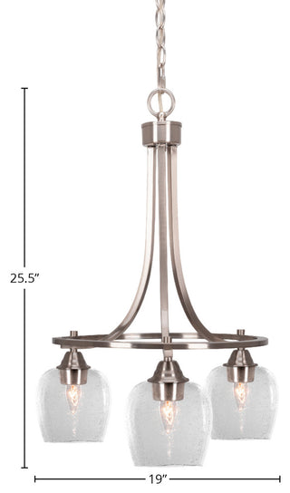Paramount Downlight 3-Light Chandelier, Brushed Nickel, 6" Clear Bubble Glass