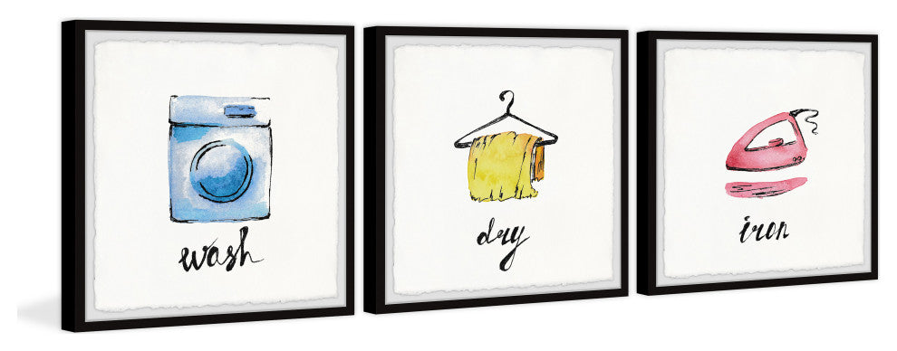Wash, Dry and Iron Triptych, 3-Piece Set, 32x32 Panels