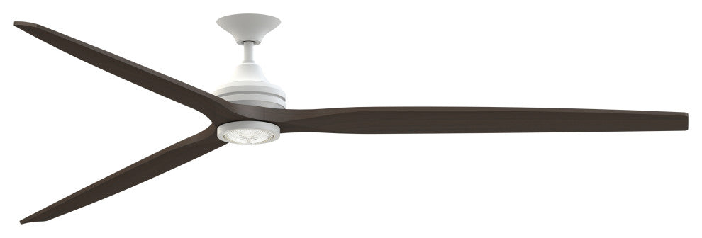 Fanimation Spitfire 96" Fan/LED Light, matte White, Matte White/Dark Walnut Wood Blades