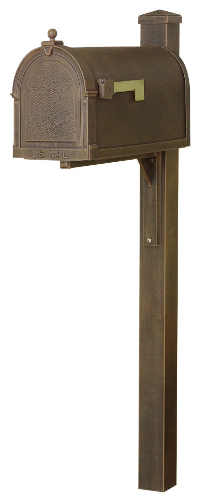 Berkshire Mailbox With Locking Insert and Wellington Post, Copper