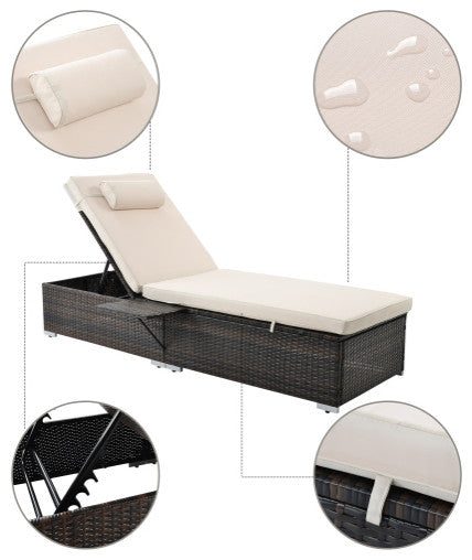 2 Piece Patio Rattan Chaise Lounge Outdoor Pe Wicket Furniture Set