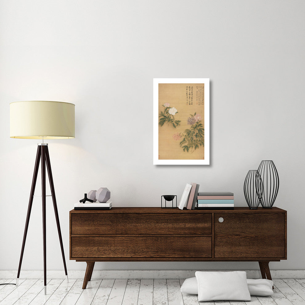 "Peonies, 1685" Digital Paper Print by Yun Shouping, 20"x32"
