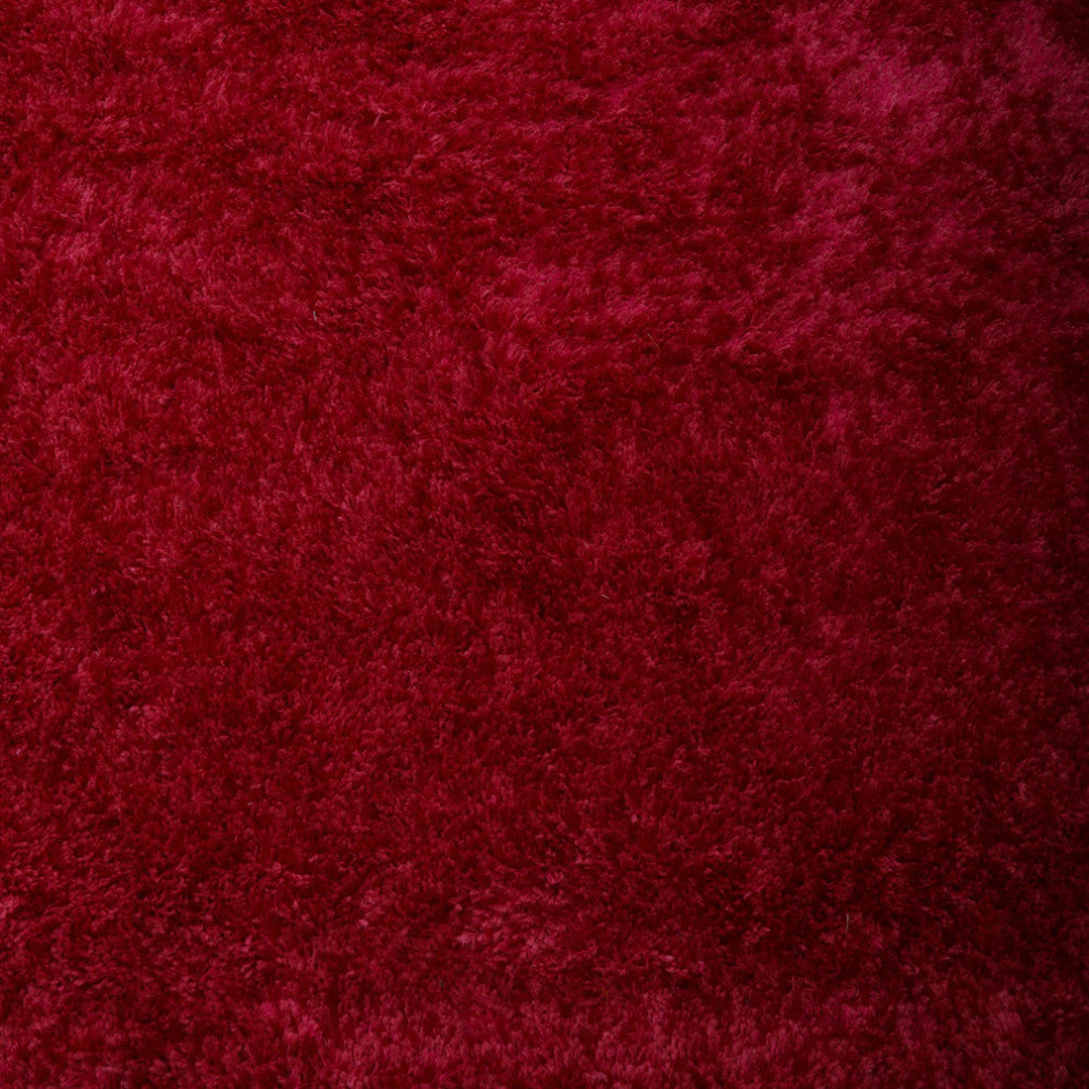 HAND TUFTED SHAG POLYESTER ECO-FRIENDLY AREA RUGS, Dark Pink Color, Solid Design