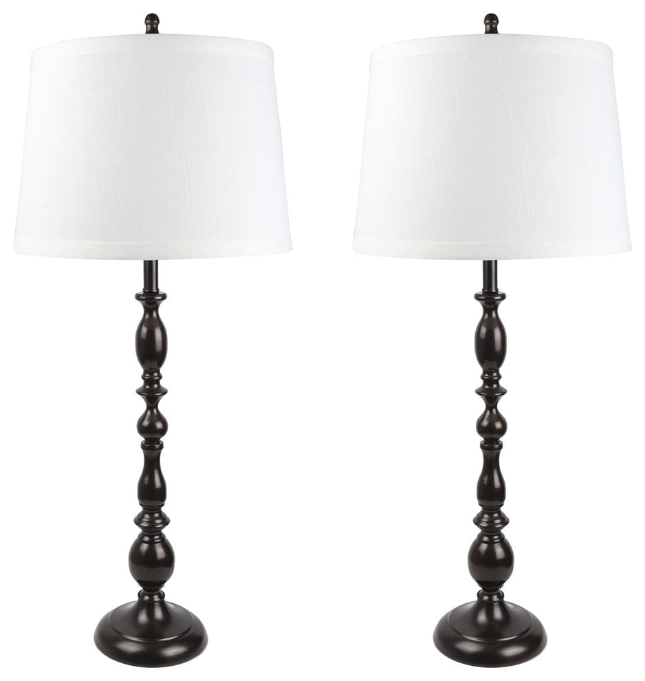 Urbanest Parker Oil Rubbed Bronze Table Lamps, Off White Linen Shades, Set of 2