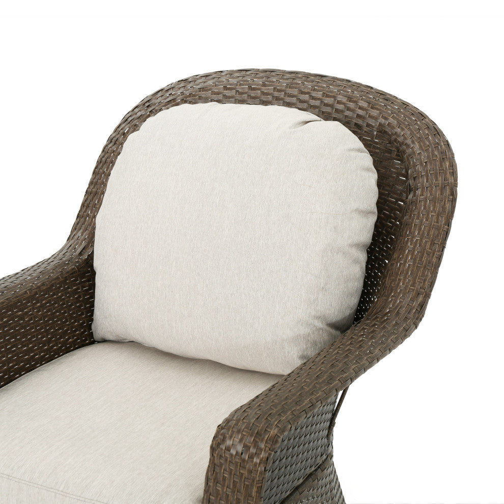 GDF Studio Linsten Outdoor Wicker Swivel Club Chairs, Water Resistant Cushions, Set of 2