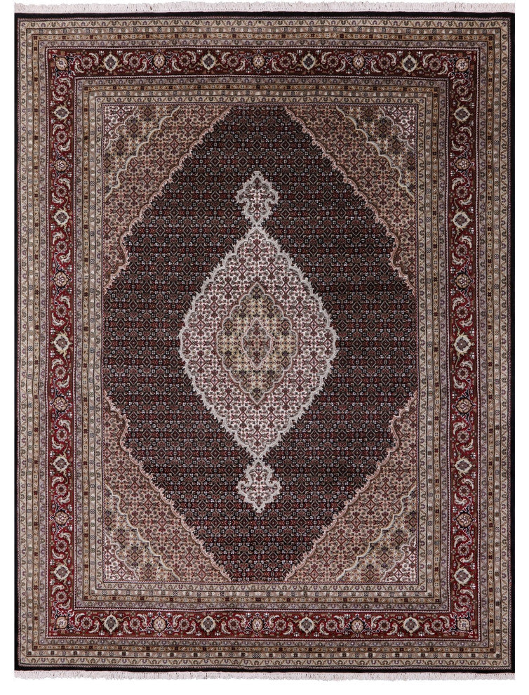 Persian Tabriz Hand Knotted Wool and Silk Rug 7' 9" X 10' 1" Q8901